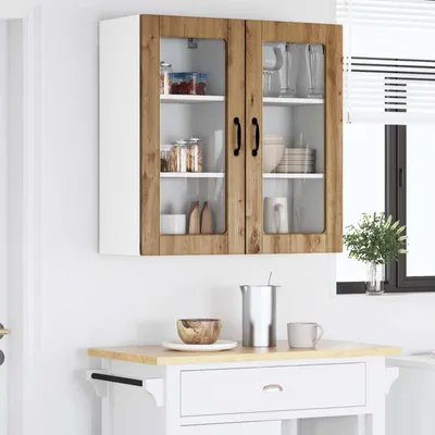 Produktbild von vidaXL Wandglas-Schrank LUCCA 2 stk. Artisan-Eiche Holzwerkstoff