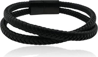 Produktbild von MARTIN1985 Hochwertiges Geflochtenes Echtleder Armband Uni Damen Herren mit magnetischem Edelstahlverschluss Geschenkverpackung Länge - 18,5 cm