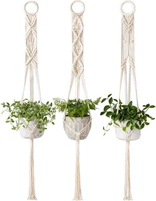 Immagine prodotto di Set di 3 cestini sospesi in macramè, 99 cm, stile boho