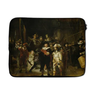 Produktbild von MuchoWow® Laptop Hülle 17 Zoll Laptoptasche Die Nachtwache - Kunst - Alte Meister - Rembrandt - Zipper - Schutzabdeckung