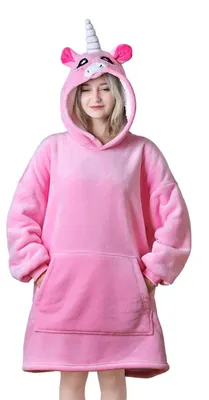 Immagine prodotto di Solidchoice - Felpa oversize a forma di unicorno rosa, utilizzabile anche come coperta