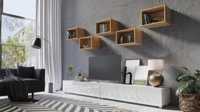 Produktbild von Mediawand Wohnwand 7 tlg - KAVOS 20 - Weiss Hochglanz