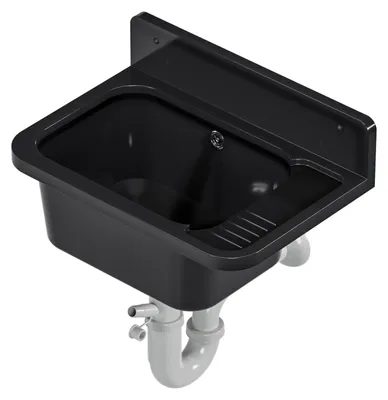 Waschbecken Polypropylen schwarz 50x34 cm mit Siphon