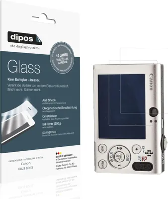 Produktbild von 2x Schutzfolie für Canon IXUS 80 IS - Anti-Shock 9H Folie dipos Glass Kunststoffglas