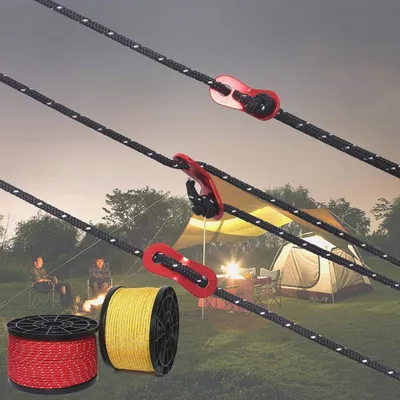 50 m reflektierendes Nylon-Campingseil mit Aluminiumspannern - ideal für Zeltzubehör und Outdoor-Aktivitäten