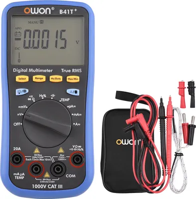 Produktbild von OWON B41T+ Cyfrowy multimetr BT z rejestracją offline, 22000 zliczeń, True RMS, automatyczny wybór zakresu, tester elektryczny z podświetleniem, ekran LCD, napięcie AC DC, detektor prądu, pomiar temperatury, wielofunkcyjny woltomierz, rezystancja ciągłości, test częstotliwości