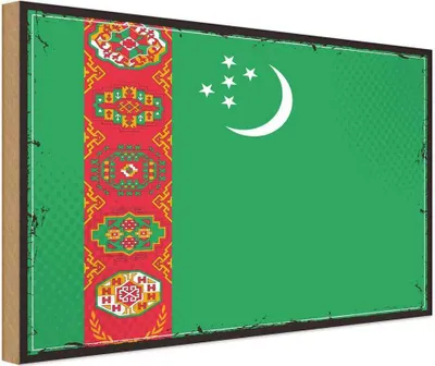 Image de vianmo Panneau en bois 20x30 cm Drapeau Turkmenistans Turkmenistan