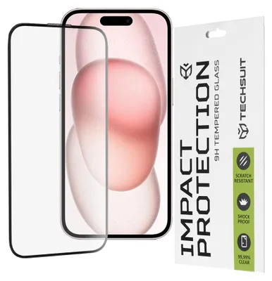 Produktbild von Techsuit Full Cover Impact Protection Displayschutzfolie für Apple iPhone 15 - Schwarz