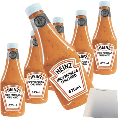 Produktbild von Heinz Spicy Paprika und Chili würzige Mayo 6er Pack (6x875ml Flasche) + usy Block