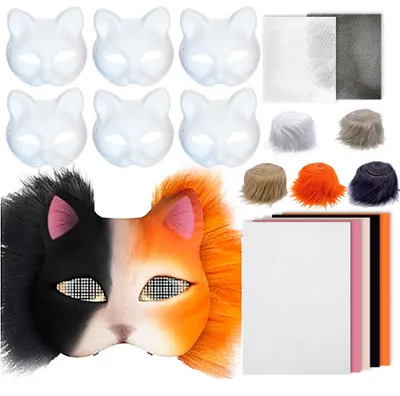 Produktbild von 6er Set Bastelmasken zum Bemalen für Kinder und Erwachsene – kreative DIY-Masken für Fasching und Partys