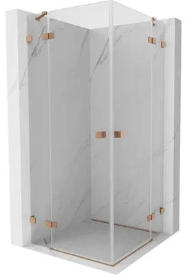Obrázek produktu pro Mexen Lunar Duo sprchový kout otevíravý 100 x 100 cm, transparentní, kartáčovaná měď - 834-100L-100P-65-00