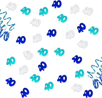 Produktbild von Oblique Unique Konfetti 40 Geburtstag Jubiläum 500 Stk. Streudeko Tisch Deko - blau türkis silber