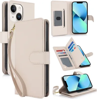 Immagine prodotto di Per iPhone 13 Portafoglio multi-carte RFID Custodia in pelle per telefono (albicocca)