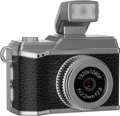 Produktbild von INF Mini Retro Kamera mit Blitz: 1080P HD Video, Vintage Stil, Tragbarer Recorder Schwarz
