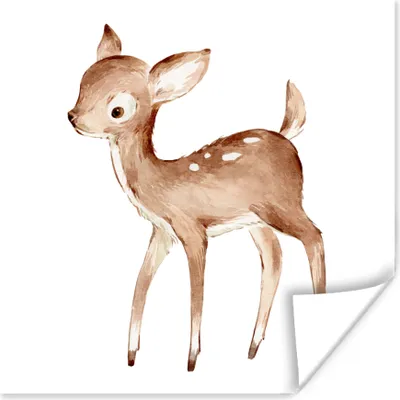 Produktbild von MuchoWow® Poster Hirsche - Aquarell - Weiß 50x50 cm - Wohnzimmerdekoration