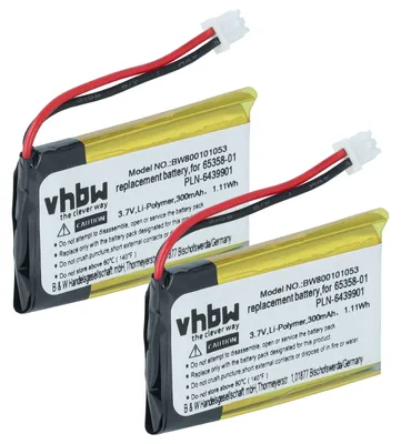 Produktbild von vhbw 2x Akku kompatibel mit Plantronics CS50USB, CS55, CS55H, CS510, CS510A, CS520, CS520A Wireless Headset Kopfhörer (300 mAh, 3,7 V, Li-Polymer)