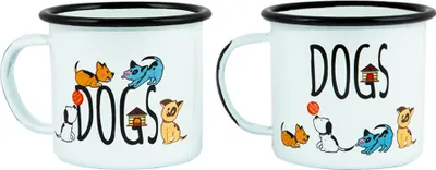Image de Biggdesign Mugs enamel Dogs Set of 2, Enamel Camping Mug, Enamel Coffee Mug, Backpacking Mug, Campfire Mug, Drinking Cup for Kitchen, Campfire, Home and Travel (Tasse à boire pour la cuisine, le feu de camp, la maison et les voyages)