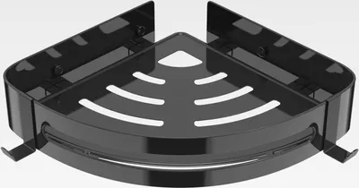 Produktbild von Duschregal Ohne Bohren, 304 Edelstahl Duschablage Schwarz Eckregal, Dreieck Duschkorb mit 2 Haken Badezimmer Organizer, Badewannenablage für Badezimmer, Toilette, Küche - 1 Stück
