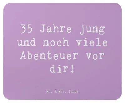 Produktbild von Mr. & Mrs. Panda Mouse Pad Spruch 35. Geburtstag Abenteuer - Lavendeltraum - Geschenk, computermatte, Erfahrungen, Happy Birthday, Erinnerungen, mousematte, Alter, Freude