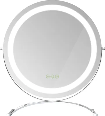Produktbild von EMKE 360° otočné zrcátko na líčení s LED osvětlením, studené bílé, neutrální a teplé světlo Hollywoodské zrcátko, stojanové zrcátko na líčení s inteligentním dotykovým ovládáním, nastavitelným jasem a paměťovou funkcí