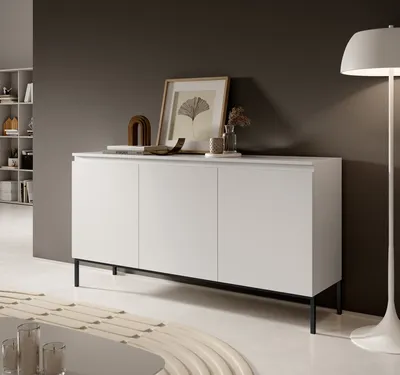 Produktbild von Selsey Sideboard Bemmi - Kommode 3-türig, Weiß mit schwarzen Beinen, 150 cm
