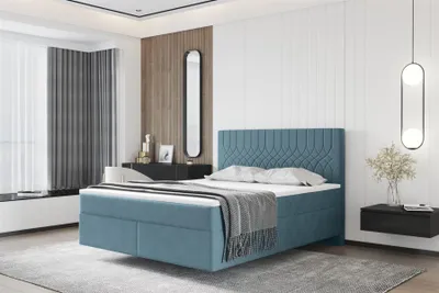 Produktbild von Boxspringbett Schlafzimmerbett ROCIO Nr.4 Delux 200x200cm in Stoff Mintgrün