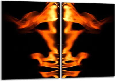 Produktbild von Herdabdeckplatten Set 2x40x52 cm Glaskeramikkochfeld Abdeckung Glas Spritzschutz, Feuer Schwarz