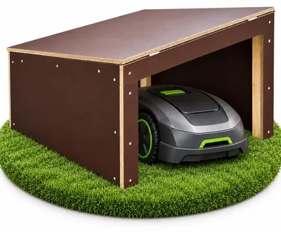 Produktbild von Wortek Mähroboter Garage Carport Rasenmäher Roboter Rasenroboter Unterstand Dach | Holz | fertig montiert | Version II 2019