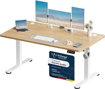 Productafbeelding van Elektrisch Bureau - Zit Sta Bureau - Thuiswerken - Geheugenfuncties - 140 x 60 cm - Beige