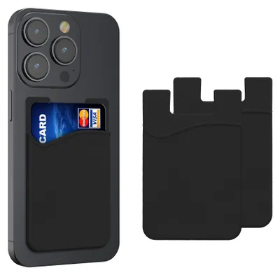 Produktbild von kwmobile 3x Kartenhalter Hülle für Smartphone - selbstklebend - Aufklebbare Silikon Kreditkarten Tasche Schwarz - Maße 8,5x5,5cm