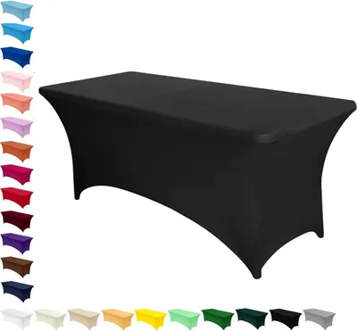 Produktbild von Elasthan Tischdecke, 1 Stück 4FT Stretch-Tischdecke, Tischdecke Rechteckige Taillierte, Waschbar und Faltenfrei Tischdecke für Outdoor Veranstaltung Hochzeit Bankett