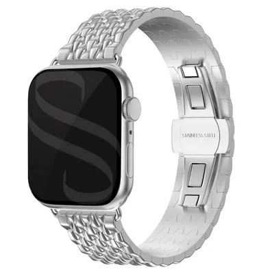 Produktbild von Selencia Drachenarmband aus Stahl für das Watch Series 1 t/m 9 / SE (38/40/41 mm) | Series 10 / 11 (42 mm) - Silber