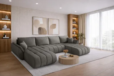 Produktbild von Kaiser Möbel Ecksofa mit schlaffunktion und bettkasten TOKYO U PREMIUM, stoff MONOLITH, Hellgrau