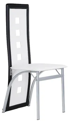 Image de Chaises de salle à manger, design moderne et minimaliste, assises rembourrées confortables, noir et blanc