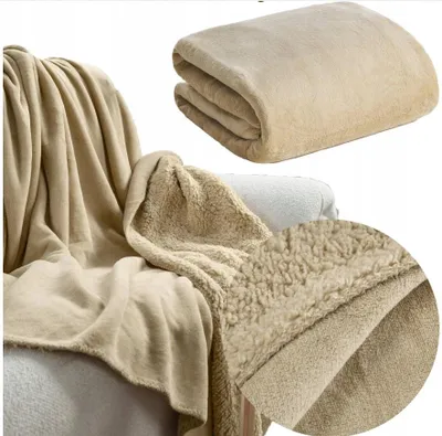 Produktbild von Eurofirany Kuschel Plaid Decke 170x210 cm hellbeige