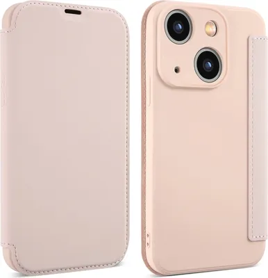 Image de Pour iPhone 15, étui pour téléphone portable en cuir avec fentes pour cartes (rose)