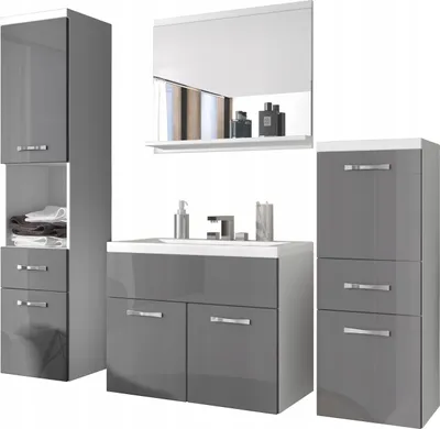 Image de Ensemble de salle de bain ALINA – blanc / gris brillant
