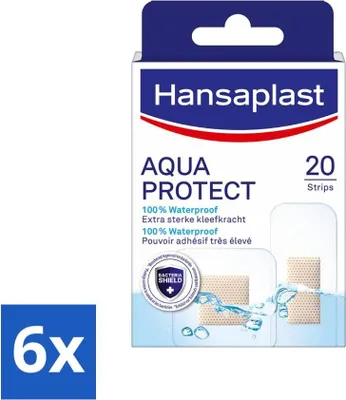 Produktbild von Hansaplast - Aqua Protect Pflaster - Wasserfeste Wundpflaster - Wasserfest - Wundpflege - 20 Pflaster - Vorteilspack - 6 Stücke