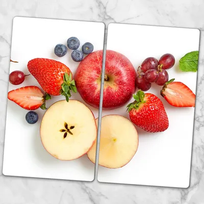 Produktbild von Glas-Herdabdeckplatten Glaskeramikkochfeld-Abdeckung Spritzschutz Glas 2x30x52 cm - Farbige Früchte