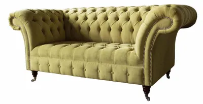 Produktbild von Zweisitzer Sofa Luxus 2 Sitzer Wohnzimmer Hellgrün Chesterfield Stoff
