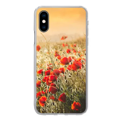 Produktbild von MuchoWow® Handyhülle Schutzhülle Hülle für iPhone X Sonnenstrahlen über einem Mohnblumenstrauß Silikon Softcase Handy Hülle - Handyhülle