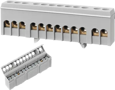 Produktbild von Verteilerklemme Verbindungsklemme für Hutschiene Phasen Leiterklemme grau 12 x 16mm²