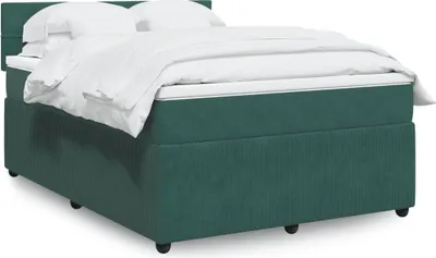 Produktbild von Design Boxspringbett mit Matratze Dunkelgrün 160x200 cm Samt, Klassische Betten 2024 Neu