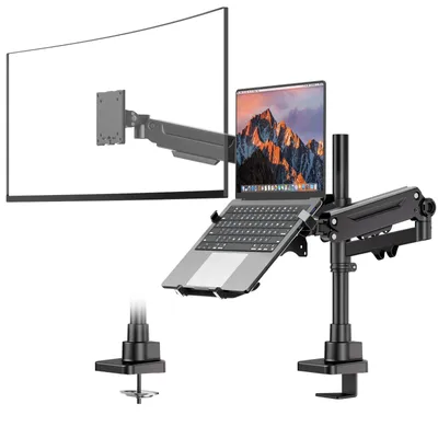 Produktbild von Monitorhalterung mit Laptop-Ablage für 17–49 Zoll Monitore und Notebooks von 12–18 Zoll