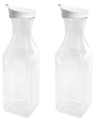 2er-Set Saftflaschen 1,5 L mit Deckel, transparent, wiederverwendbar