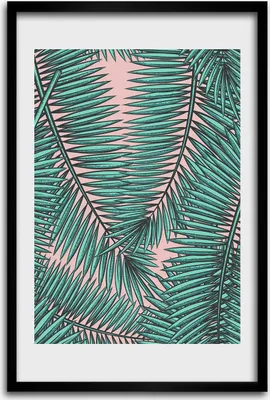 Produktbild von Bild - Bilderrahmen - 40 cm x 60 cm - MDF - Rahmen - Wandkunst - Blätter der Palme