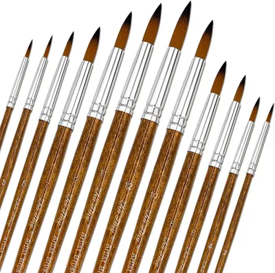 12 Nylon-Malpinsel-Set, verschiedene Größen, für Aquarell, Acryl, Öl