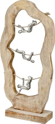Produktbild von Gilde Skulptur, "Seiltanz", Klettermotiv, Aluminium, Mangoholz, naturfarben, VE 2, L. 10 cm, B. 28 cm, H. 56 cm Höhe: 56.00 cm Breite: 28.00 cm Tiefe: 10.00cm  55594