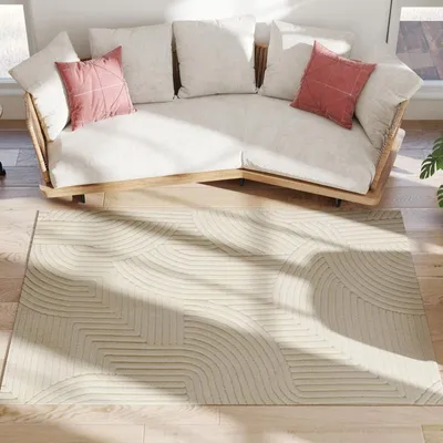 Image de Tapis tissé à la machine Fortuna Lai, hauteur 15 mm, polyvalent, antidérapant, blanc crème