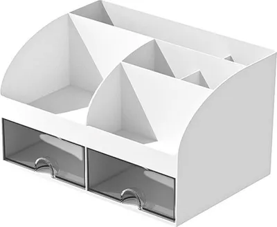 Produktbild von Doppelschublade Aufbewahrungsbox, Transparenter Organizer, Schreibtisch Aufbewahrung, Kosmetikbox, Bürobedarf Organizer
